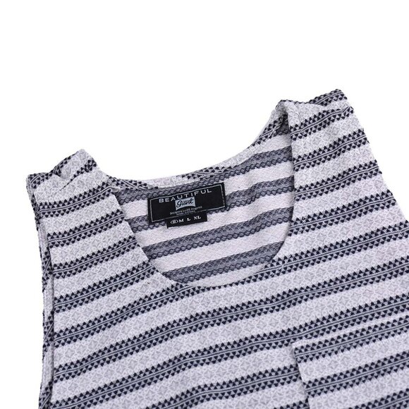 Men's Striped Tank Top with Stylish Chest Pocket Modern and Casual Look Size M - Picture 4 of 7